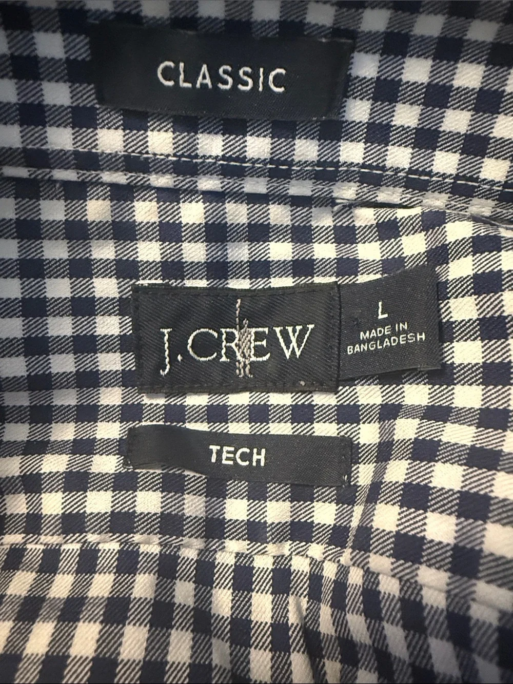 J. Crew Navy and White Gingham Button-Down Shirt